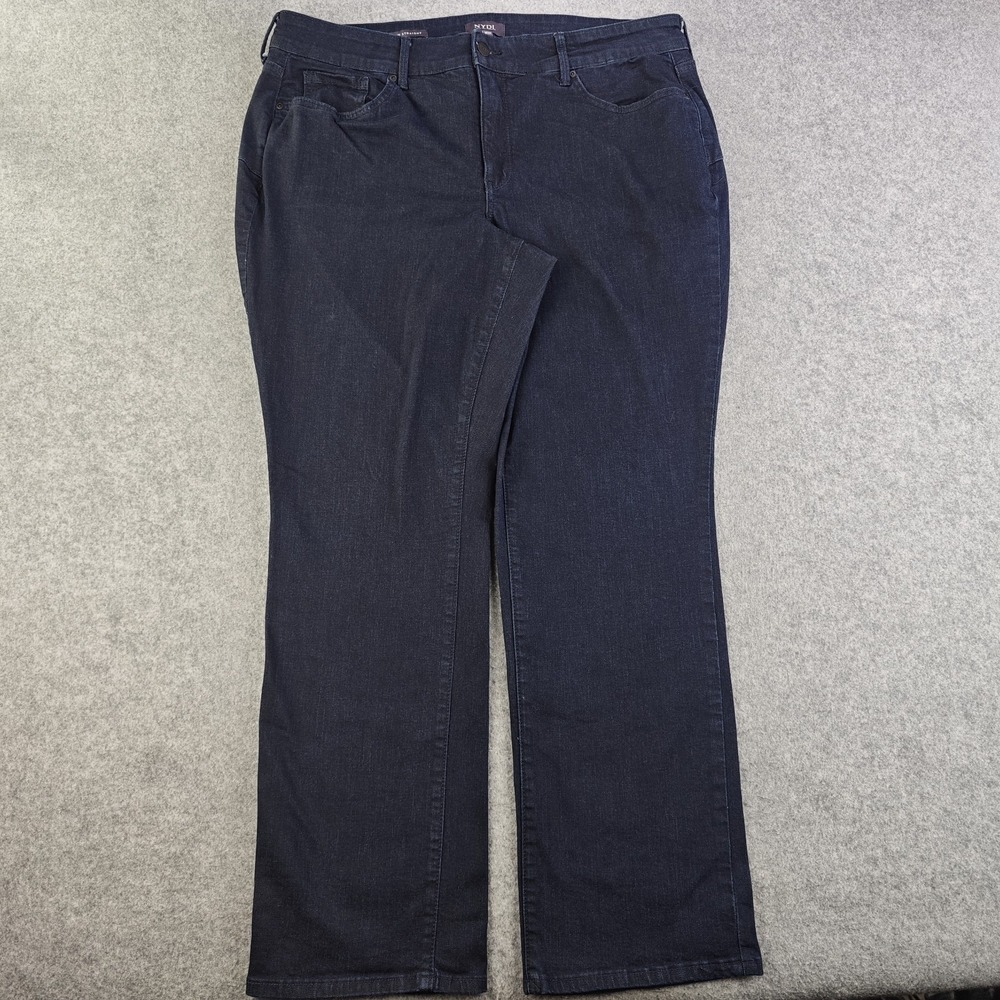 NYDJ Marilyn Straight Jeans Women's 18wp Blue Dark Wash Denim Cool Embrace
